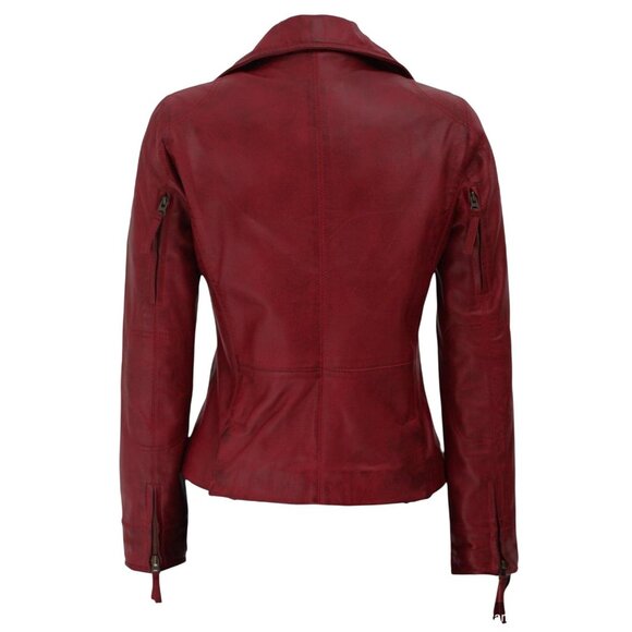 Decrum Ramsey Lambskin Leather Motorcycle Jacket Maroon Large NWT MSRP $239 - Picture 5 of 10